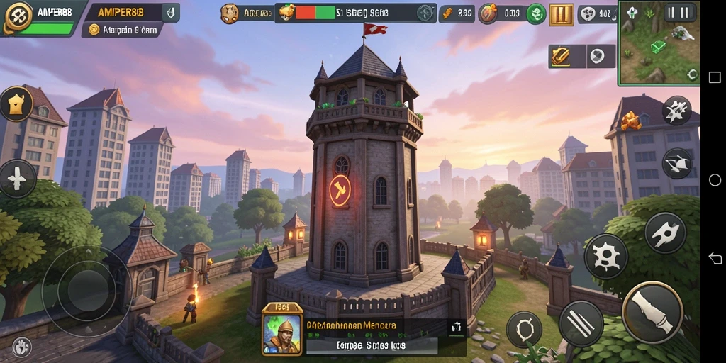Tampilan gameplay menakjubkan dari AMPER88 dalam pertahanan menara.