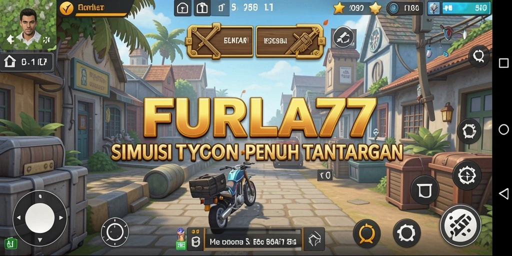 Screenshot gameplay FURLA77 menunjukkan manajemen bisnis yang mendebarkan.