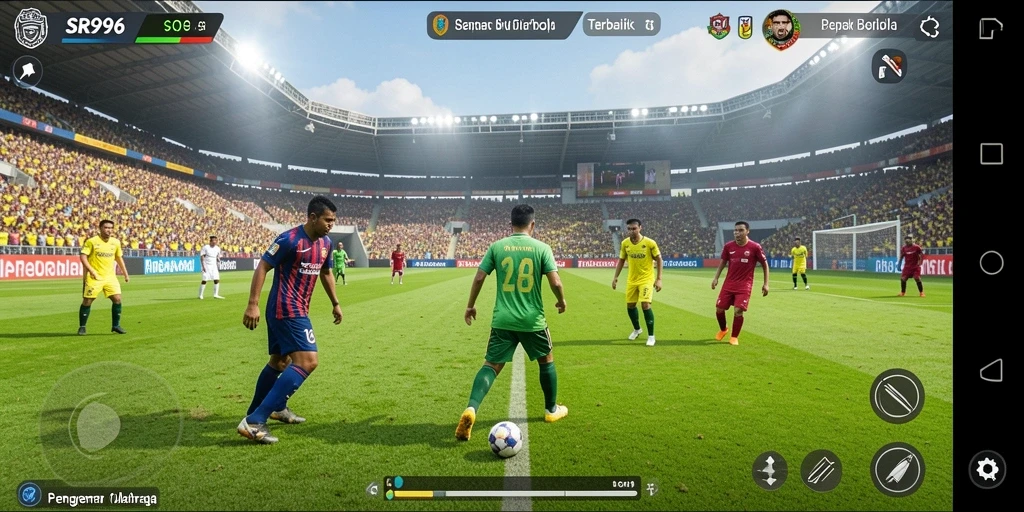 Gameplay seru SR996 dengan aksi sepak bola mendebarkan.