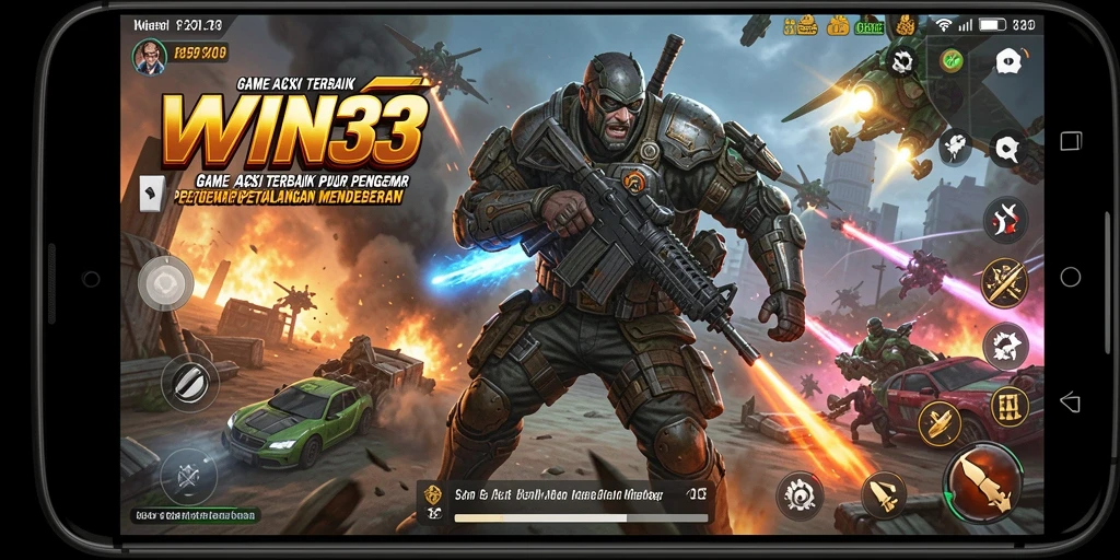 Screenshot utama WIN33 menampilkan gameplay seru dengan pertarungan yang mendebarkan.